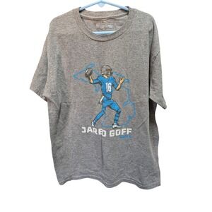 BreakingT Jared Goff Detroit Lions Graphic‎ Tee Kids L Heather Gray Short Sleeve